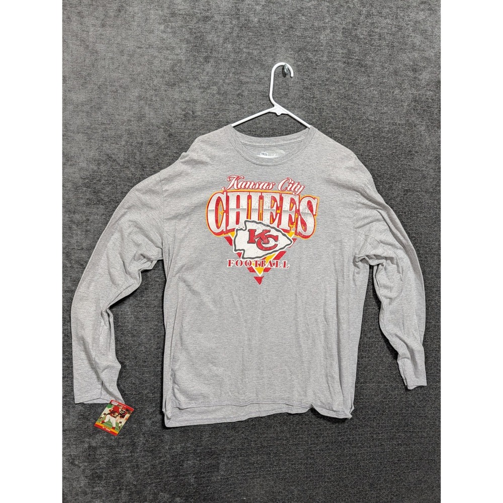 NFL Kansas City Chiefs Long Sleeve Shirt Mens 2XL Gray Football Graphic Tee 1633